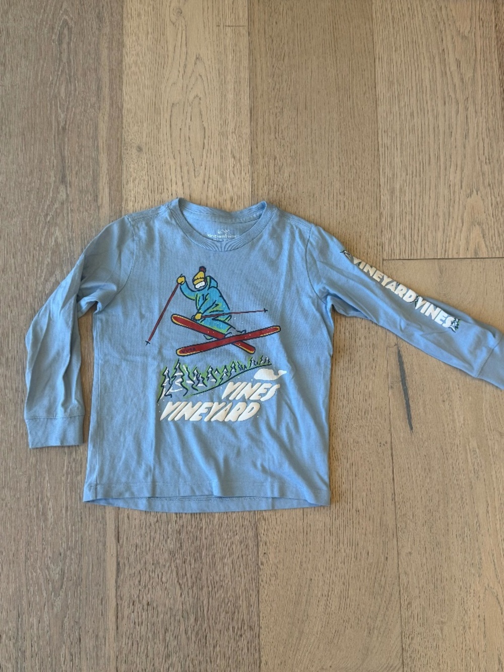 Vineyard Vines Ski Graphic Long Sleeve Tee 4T Blue Winter Skier Shirt